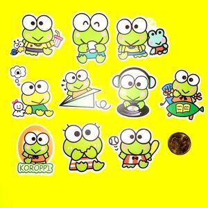 3/$20 Brand New 10x Sanrio Keroppi Waterproof Stickers #2